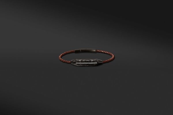 forged carbon Atrium silver leather Bracelet