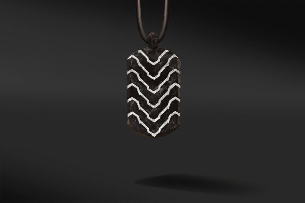 FORGED CARBON Azure silver DOG TAG