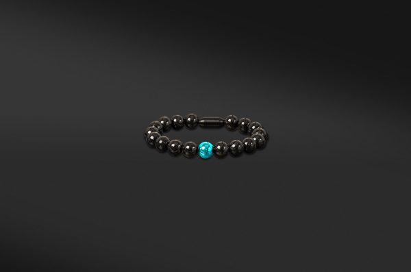 forged carbon Bulla blue glow Bead Bracelet